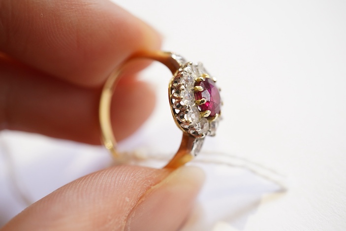 A ruby and diamond ring, circa 1900